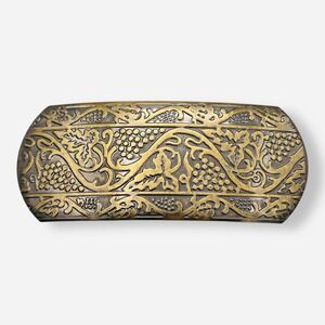 Vintage Barrette‎ Metal Clip Boho Hair Accessory Floral Embossed Gold Bronze DC